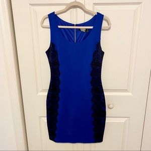 Guess Cobalt Blue Mini Dress with Black Lace